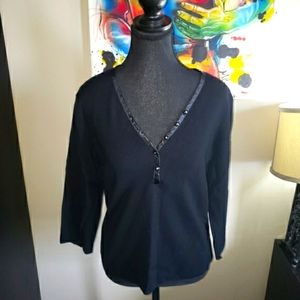5 For $25✨️New +Tag Laura Large Black V Neck Button Cardigan Blouse Sweater